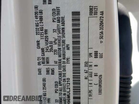 2021 Lincoln Corsair Reserve z VIN 5LMCJ2D96MUL21210, wystawiony jako Copart lot #59164185 z przebiegiem 57 578 mil mil oraz Szkoda całkowita • Salvage title. Historia ofert i sprzedaży dostępna na DreamBid. Obrazek 13.