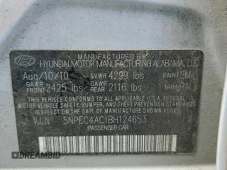 2011 Hyundai Sonata SE with VIN 5NPEC4AC1BH124653, listed as a Copart auction lot 51954955 with 168,283 mi miles and Salvage Title. Bid and sale history available at carsss.com. Image 12.