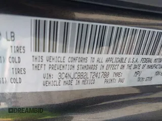 2020 Jeep Compass Latitude w/Sun/Safety Pkg with VIN 3C4NJCBB2LT241780, listed as a IAAI auction lot 41118805 with 74,891 mi miles. Bid and sale history available at carsss.com. Image 9.