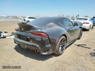 2021 Toyota GR Supra 3.0 with VIN WZ1DB0C05MW035922, listed as a Copart auction lot 43603042 with 0 mi miles and Salvage Title. Bid and sale history available at carsss.com. Image 4.