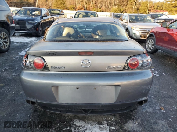 2005 Mazda RX-8 with VIN JM1FE173250145548, listed as a Copart auction lot 86197844 with Not Provided miles and Salvage Title. Bid and sale history available at carsss.com. Image 6.