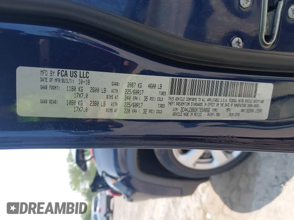 2019 Jeep Compass Latitude z VIN 3C4NJDBB2KT650866, wystawiony jako IAAI lot #42363259 z przebiegiem 43 202 mil mil oraz . Historia ofert i sprzedaży dostępna na DreamBid. Obrazek 9.