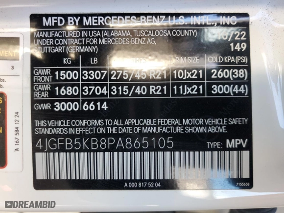 2023 Mercedes-Benz GLE with VIN 4JGFB5KB8PA865105, listed as a Copart auction lot 41494365 with NaN miles and Salvage Title. Bid and sale history available at carsss.com. Image 13.