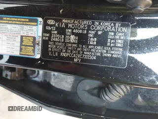 2012 Kia Sportage EX with VIN KNDPCCA2XC7311504, listed as a IAAI auction lot 42330710 with 170,638 mi miles and . Bid and sale history available at DreamBid. Image 9.