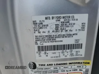 2013 Ford F-150 XL с VIN 1FTFW1ET5DFB33356, выставлен на аукционе Copart как лот 58845135 с пробегом Не указан миль и Списание • Salvage title. История ставок и продаж доступна на DreamBid. Изображение 12.