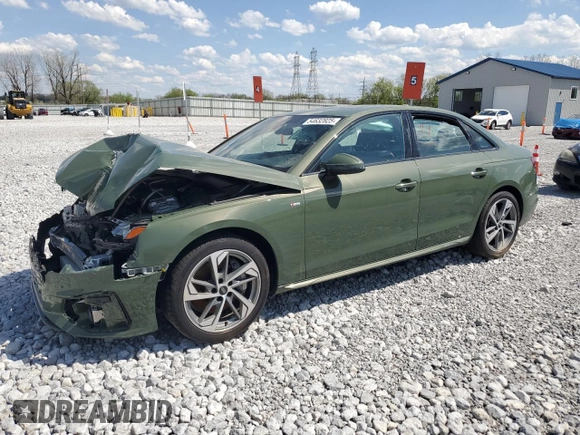 2025 Audi A4 S line Premium Plus with VIN WAUEAAF48SN000964, listed as a Copart auction lot 54632825 with 9,912 mi miles and Salvage Title. Bid and sale history available at DreamBid. Image 1.