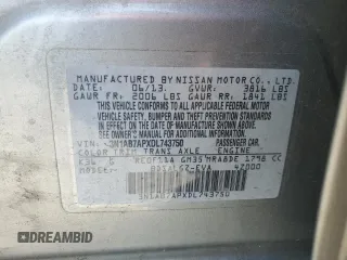 2013 Nissan Sentra SL with VIN 3N1AB7APXDL743750, listed as a Copart auction lot 54236575 with 159,937 mi miles and Salvage Title. Bid and sale history available at DreamBid. Image 12.