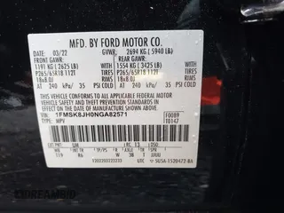 2022 Ford Explorer Timberline z VIN 1FMSK8JH0NGA82571, wystawiony jako IAAI lot #42244823 z przebiegiem 36 858 mil mil oraz . Historia ofert i sprzedaży dostępna na DreamBid. Obrazek 9.