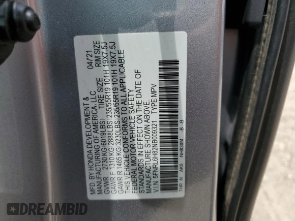 2022 Honda Odyssey Touring с VIN 5FNRL6H82NB009321, выставлен на аукционе Copart как лот 59058535 с пробегом 88 073 миль миль и Списание • Salvage title. История ставок и продаж доступна на DreamBid. Изображение 14.