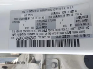 2024 Mazda 3 S Preferred with VIN 3MZBPACM4RM425897, listed as a IAAI auction lot 42598965 with 3,605 mi miles and . Bid and sale history available at DreamBid. Image 9.