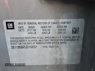 2018 Chevrolet Impala LT with VIN 2G1105SA7J9102631, listed as a Copart auction lot 88718675 with 106,861 mi miles and Salvage Title. Bid and sale history available at DreamBid. Image 14.