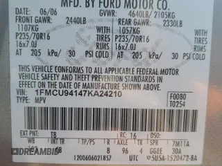 2007 Ford Escape Limited с VIN 1FMCU94147KA24210, выставлен на аукционе Copart как лот 58544735 с пробегом 205 374 миль миль и Списание • Salvage title. История ставок и продаж доступна на DreamBid. Изображение 13.