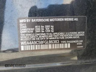 2015 BMW 4 Series 428i with VIN WBA4A9C58FGL86383, listed as a Copart auction lot 47140805 with 159,039 mi miles and Clean title. Bid and sale history available at DreamBid. Image 12.