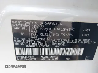 2018 Toyota RAV4 XLE with VIN JTMWFREV4JJ753365, listed as a IAAI auction lot 42550177 with 42,607 mi miles and . Bid and sale history available at DreamBid. Image 9.