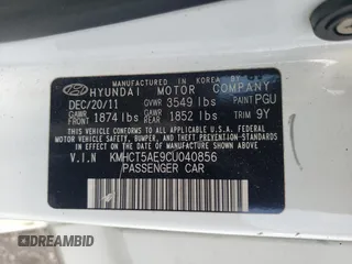 2012 Hyundai Accent GS with VIN KMHCT5AE9CU040856, listed as a Copart auction lot 59823684 with 147,947 mi miles and Non repairable. Bid and sale history available at DreamBid. Image 14.