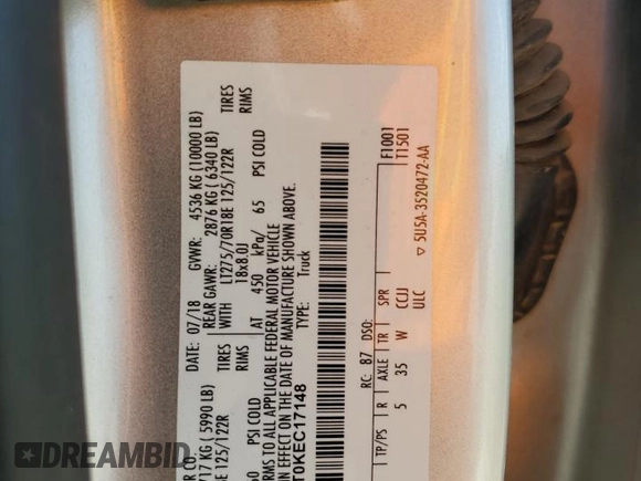 2019 Ford F-250 XL with VIN 1FT7W2BT0KEC17148, listed as a Copart auction lot 61570235 with 101,065 mi miles and Salvage title. Bid and sale history available at DreamBid. Image 12.