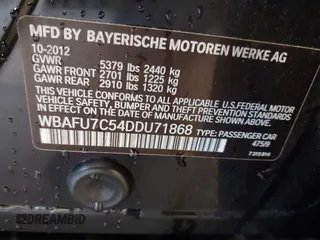 2013 BMW 5 Series 535i xDrive with VIN WBAFU7C54DDU71868, listed as a IAAI auction lot 41857848 with 111,944 mi miles and . Bid and sale history available at carsss.com. Image 9.