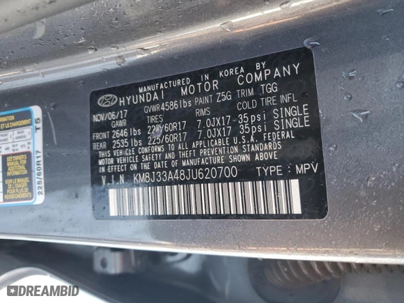 2018 Hyundai Tucson SEL with VIN KM8J33A48JU620700, listed as a Copart auction lot 46271185 with 0 mi miles and Salvage Title. Bid and sale history available at carsss.com. Image 13.