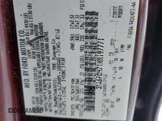 2017 Ford Fusion SE z VIN 3FA6P0H71HR197771, wystawiony jako Copart lot #59465015 z przebiegiem 96 933 mil mil oraz Nie do naprawy • Non repairable. Historia ofert i sprzedaży dostępna na DreamBid. Obrazek 14.
