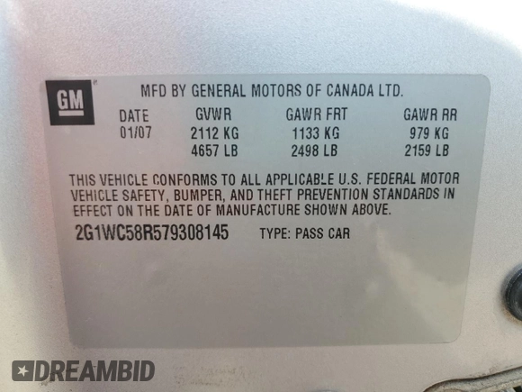 2007 Chevrolet Impala LT with VIN 2G1WC58R579308145, listed as a Copart auction lot 49898245 with 211,875 mi miles and Salvage Title. Bid and sale history available at DreamBid. Image 14.