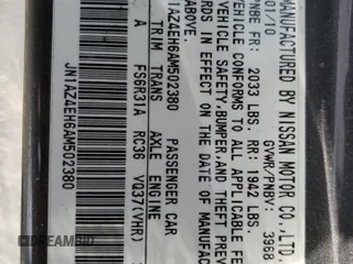 2010 Nissan 370Z Touring z VIN JN1AZ4EH6AM502380, wystawiony jako Copart lot #54293755 z przebiegiem Nie podano mil oraz Nie do naprawy • Non repairable. Historia ofert i sprzedaży dostępna na DreamBid. Obrazek 12.