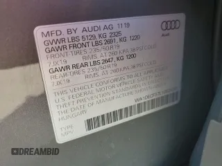 2020 Audi Q3 S line Premium with VIN WA1DECF37L1052630, listed as a Copart auction lot 45125555 with 57,910 mi miles and Non Repairable. Bid and sale history available at carsss.com. Image 15.