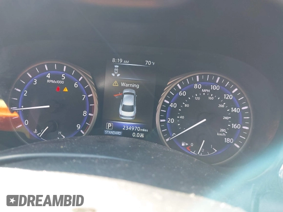 2015 Infiniti Q50 with VIN JN1BV7AP6FM335668, listed as a IAAI auction lot 42201480 with 234,970 mi miles and . Bid and sale history available at DreamBid. Image 7.