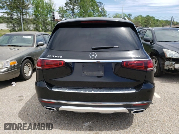 2020 Mercedes-Benz GLS 450 with VIN 4JGFF5KE9LA187456, listed as a Copart auction lot 46255613 with 49,592 mi miles and Salvage Title. Bid and sale history available at DreamBid. Image 6.