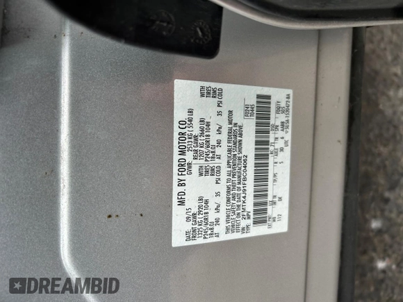 2015 Ford Edge SEL with VIN 2FMTK4J91FBC04062, listed as a Copart auction lot 55485265 with 122,223 mi miles and Clean Title. Bid and sale history available at carsss.com. Image 10.