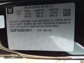 2013 Cadillac CTS Coupe Premium with VIN 1G6DP1E32D0169211, listed as a IAAI auction lot 41818791 with 41,984 mi miles. Bid and sale history available at carsss.com. Image 9.
