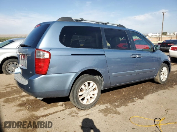2007 Kia Sedona EX with VIN KNDMB233X76123907, listed as a Copart auction lot 75496494 with 263,694 mi miles and Salvage Title. Bid and sale history available at DreamBid. Image 3.