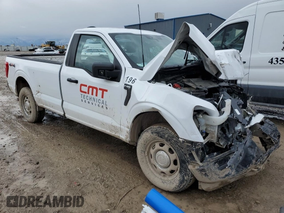 2022 Ford F-150 XL with VIN 1FTMF1EB1NKE34424, listed as a Copart auction lot 43786024 with 27,499 mi miles and Salvage title. Bid and sale history available at DreamBid. Image 4.