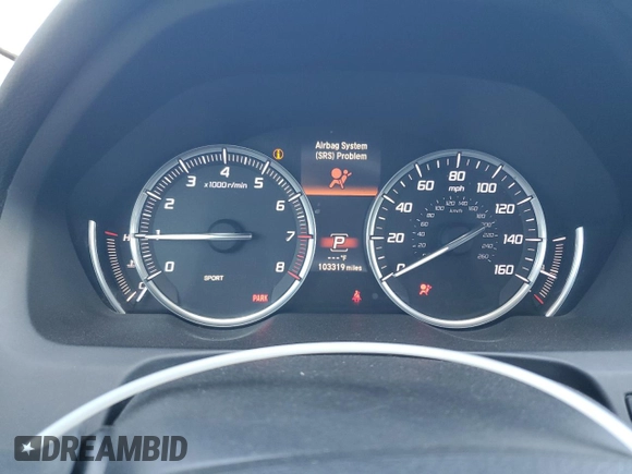 2015 Acura TLX V6 Tech with VIN 19UUB2F54FA013820, listed as a Copart auction lot 46991475 with 103,319 mi miles and Salvage Title. Bid and sale history available at carsss.com. Image 9.