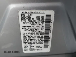 2007 Nissan Murano S with VIN JN8AZ08W17W601979, listed as a Copart auction lot 78601534 with 113,262 mi miles and Non Repairable. Bid and sale history available at carsss.com. Image 14.
