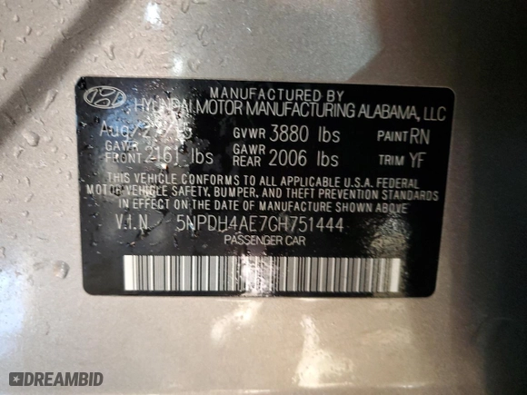 2016 Hyundai Elantra SE with VIN 5NPDH4AE7GH751444, listed as a Copart auction lot 41804485 with 138,037 mi miles and Salvage Title. Bid and sale history available at carsss.com. Image 13.