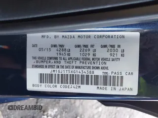 2016 Mazda 6 i Touring with VIN JM1GJ1T5XG1434388, listed as a IAAI auction lot 41528124 with 99,293 mi miles and . Bid and sale history available at DreamBid. Image 9.