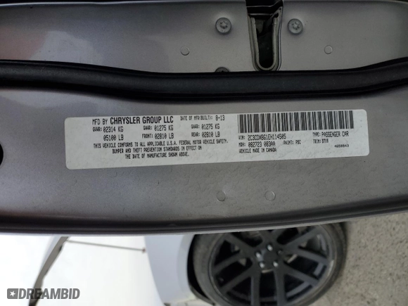 2014 Dodge Charger SE with VIN 2C3CDXBG1EH114505, listed as a Copart auction lot 45135075 with 160,943 mi miles and Salvage Title. Bid and sale history available at carsss.com. Image 13.