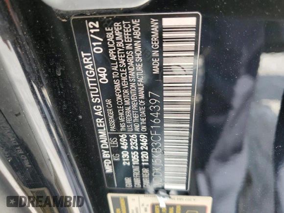 2012 Mercedes-Benz E 350 with VIN WDDKJ5KB3CF164397, listed as a Copart auction lot 63766524 with 107,151 mi miles and Salvage Title. Bid and sale history available at DreamBid. Image 13.