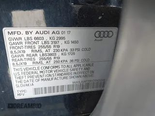 2017 Audi Q7 Premium Plus with VIN WA1LAAF79HD043044, listed as a IAAI auction lot 41692975 with 109,430 mi miles. Bid and sale history available at carsss.com. Image 9.