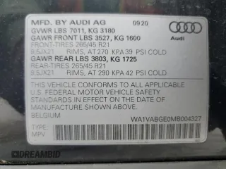 2021 Audi e-tron Prestige z VIN WA1VABGE0MB004327, wystawiony jako Copart lot #51814545 z przebiegiem 16 460 mil mil oraz Szkoda całkowita • Salvage title. Historia ofert i sprzedaży dostępna na DreamBid. Obrazek 14.