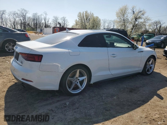 2018 Audi A5 Premium Plus with VIN WAUTNAF59JA047348, listed as a Copart auction lot 51095795 with 93,604 mi miles and Salvage Title. Bid and sale history available at DreamBid. Image 3.