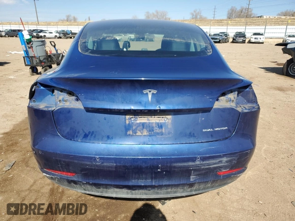 2021 Tesla Model 3 Long Range with VIN 5YJ3E1EB8MF003072, listed as a Copart auction lot 45596845 with 72,862 mi miles and Salvage Title. Bid and sale history available at DreamBid. Image 6.