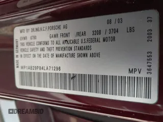 2004 Porsche Cayenne S z VIN WP1AB29P84LA71296, wystawiony jako IAAI lot #42541502 z przebiegiem 147 654 mil mil oraz . Historia ofert i sprzedaży dostępna na DreamBid. Obrazek 9.