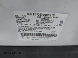 2019 Ford Explorer с VIN 1FM5K8B89KGA77652, выставлен на аукционе IAAI как лот 42644249 с пробегом 99 130 миль миль и . История ставок и продаж доступна на DreamBid. Изображение 9.