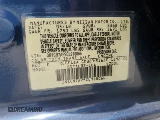 2012 Nissan Versa SV z VIN 3N1CN7AP9CL918066, wystawiony jako Copart lot #61739905 z przebiegiem 134 280 mil mil oraz Szkoda całkowita • Salvage title. Historia ofert i sprzedaży dostępna na DreamBid. Obrazek 12.