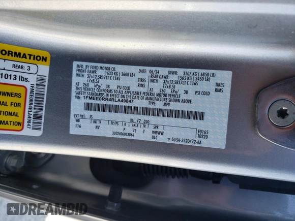2024 Ford Bronco Raptor с VIN 1FMEE0RR4RLA49847, выставлен на аукционе Copart как лот 51948125 с пробегом 1 891 миль миль и Списание • Salvage title. История ставок и продаж доступна на DreamBid. Изображение 15.