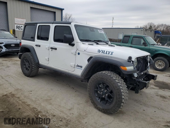 2024 Jeep Wrangler Sport S with VIN 1C4RJXN68RW283543, listed as a Copart auction lot 57752525 with 4,334 mi miles and Salvage title. Bid and sale history available at DreamBid. Image 4.