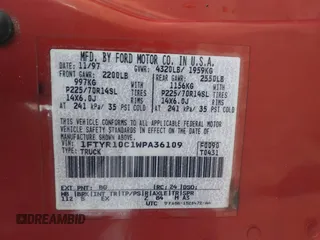 1998 Ford Ranger XL z VIN 1FTYR10C1WPA36109, wystawiony jako IAAI lot #41394340 z przebiegiem 156 130 mil mil oraz . Historia ofert i sprzedaży dostępna na DreamBid. Obrazek 9.