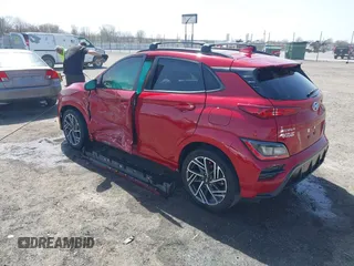 2023 Hyundai Kona N Line with VIN KM8K33A39PU951418, listed as a IAAI auction lot 41834000 with 31,046 mi miles and . Bid and sale history available at carsss.com. Image 3.