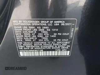 2021 Volkswagen Atlas SE с VIN 1V2LP2CA9MC607168, выставлен на аукционе IAAI как лот 42014127 с пробегом 93 956 миль миль и . История ставок и продаж доступна на DreamBid. Изображение 9.
